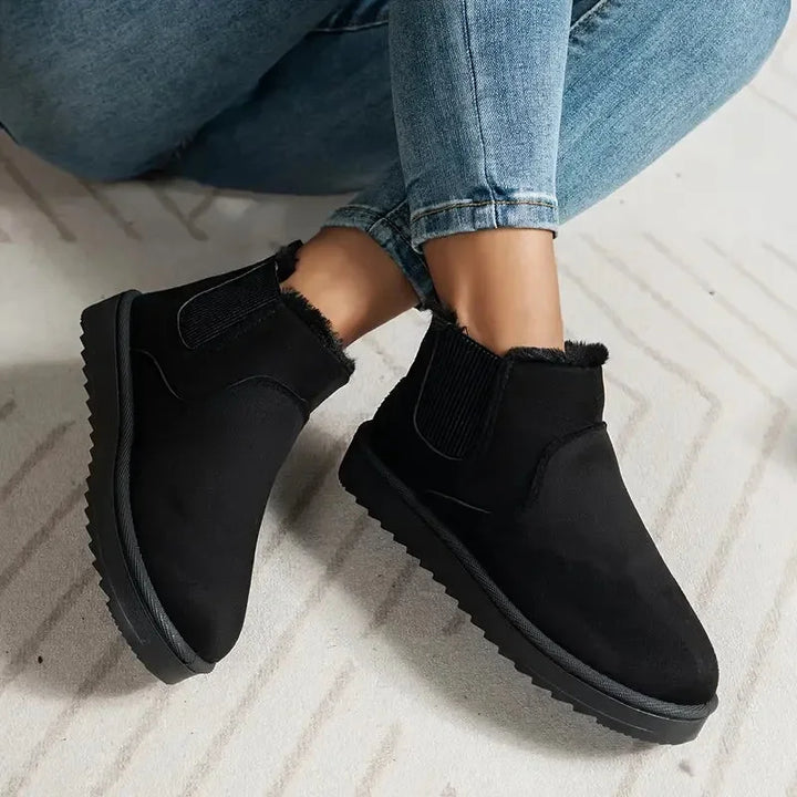 Women's Faux Suede Short Boots with Faux Fur Lining