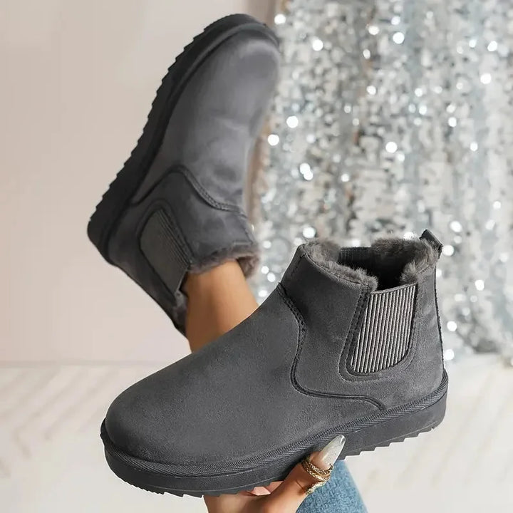Women's Faux Suede Short Boots with Faux Fur Lining