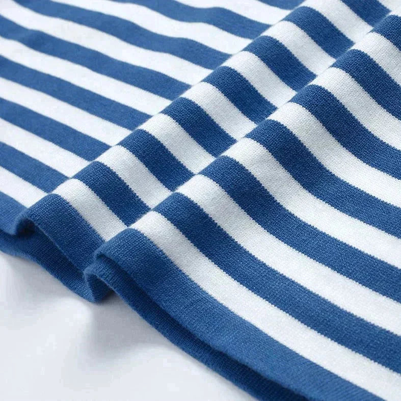 Striped Long-Sleeve Tee with Relaxed Crew Neck