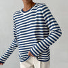 Striped Long-Sleeve Tee with Relaxed Crew Neck
