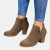 Suede Block Heel Side-Zip Ankle Boots