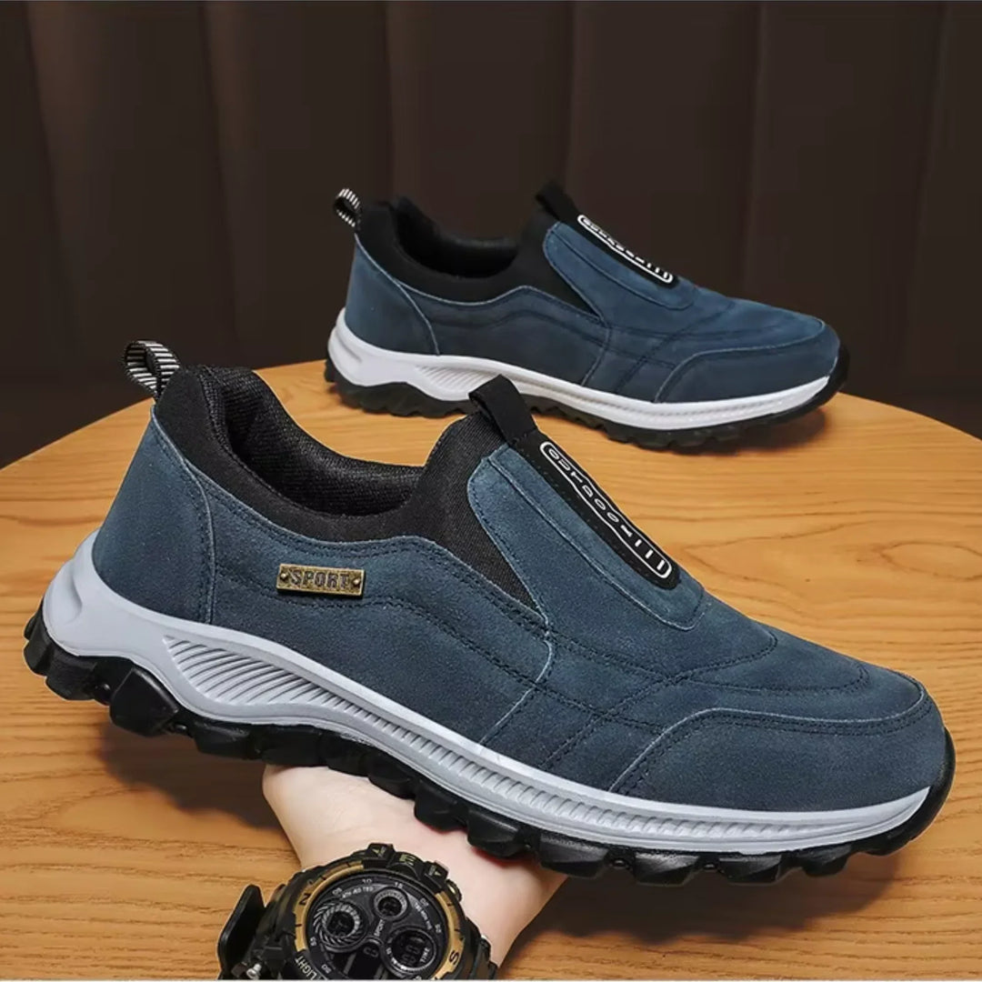 Suede-Look Cushioned Slip-On Walking Shoes