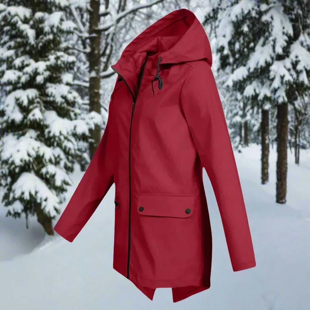 Waterproof Hooded Rain Jacket, Longline Zip-Up