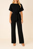 Isabella | Women's Wide Leg Jumpsuit Short Sleeve Belted