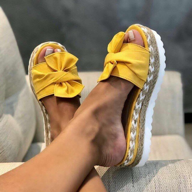 Aria | Women's Woven Wedge Sandals Bow Detail Platform