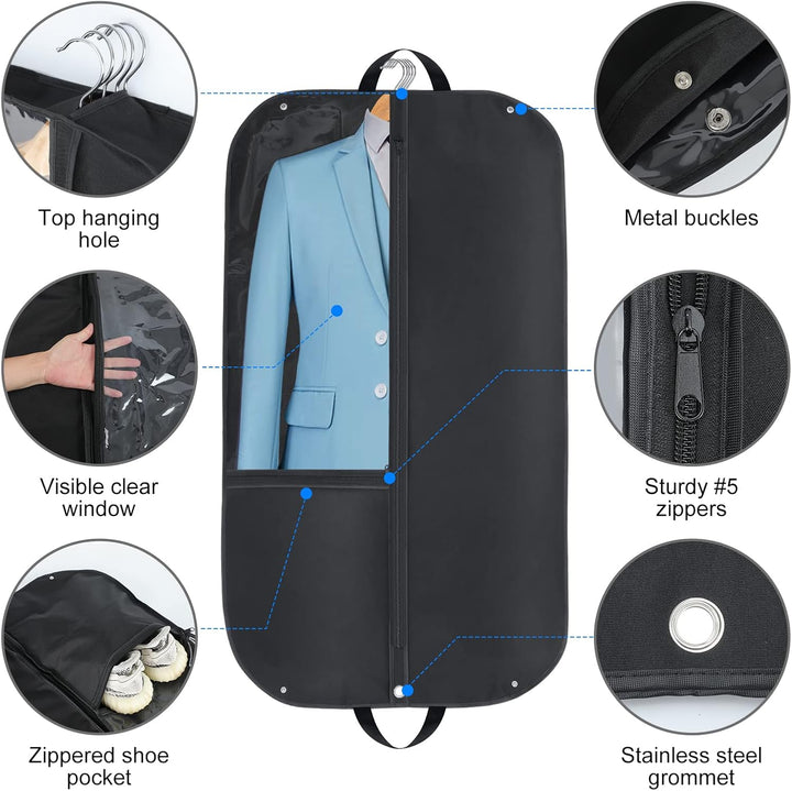 Waterproof Oxford Fabric Garment Bag – Suit Cover with Side Gusset and Pockets (Buy 1, Get 1 FREE)
