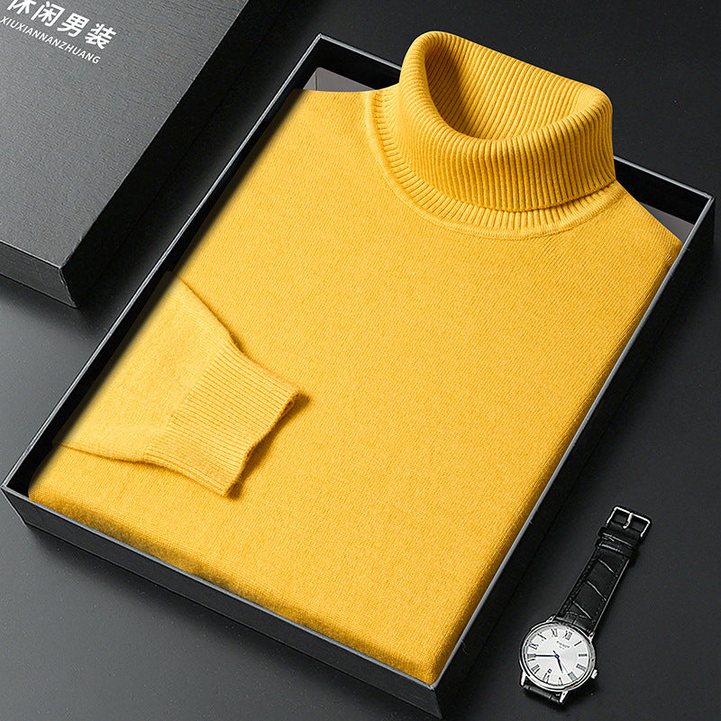 Men's cashmere-blend roll-neck sweater with ribbed trim