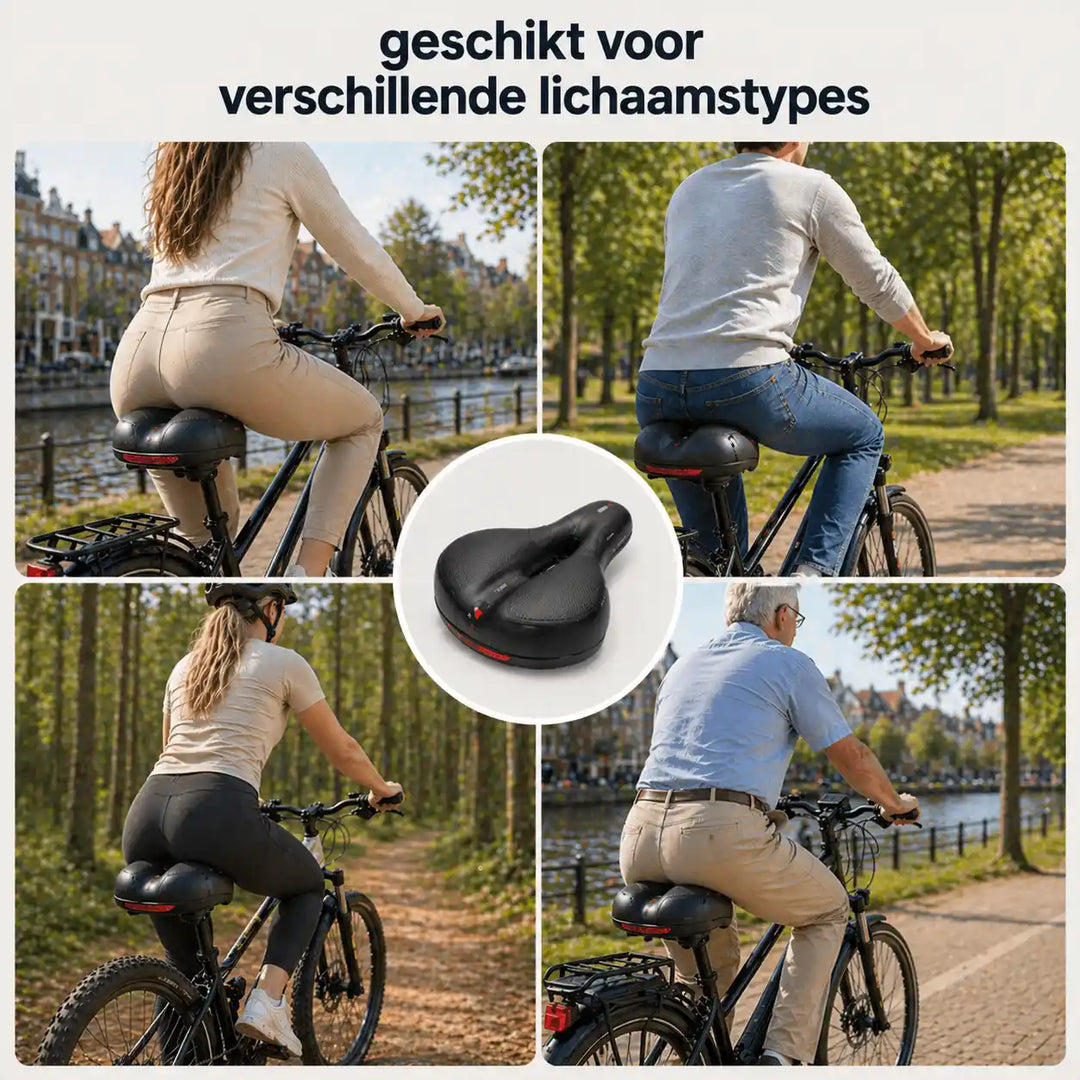 Ergonomic comfort bicycle seat with cut-out – with 2-inch thick foam and waterproof PU leather