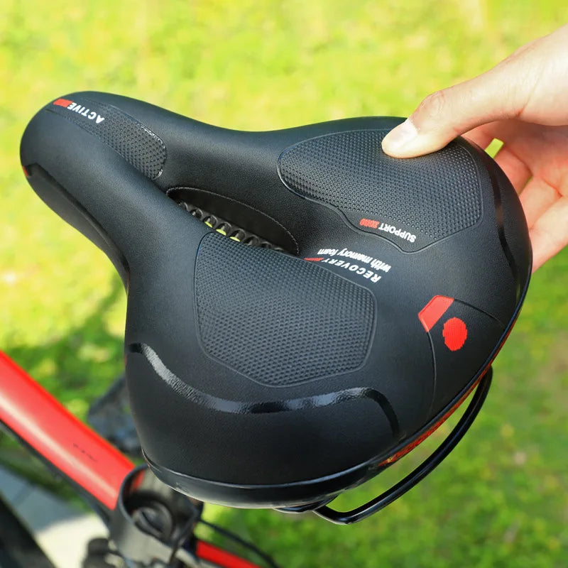 Ergonomic comfort bicycle seat with cut-out – with 2-inch thick foam and waterproof PU leather
