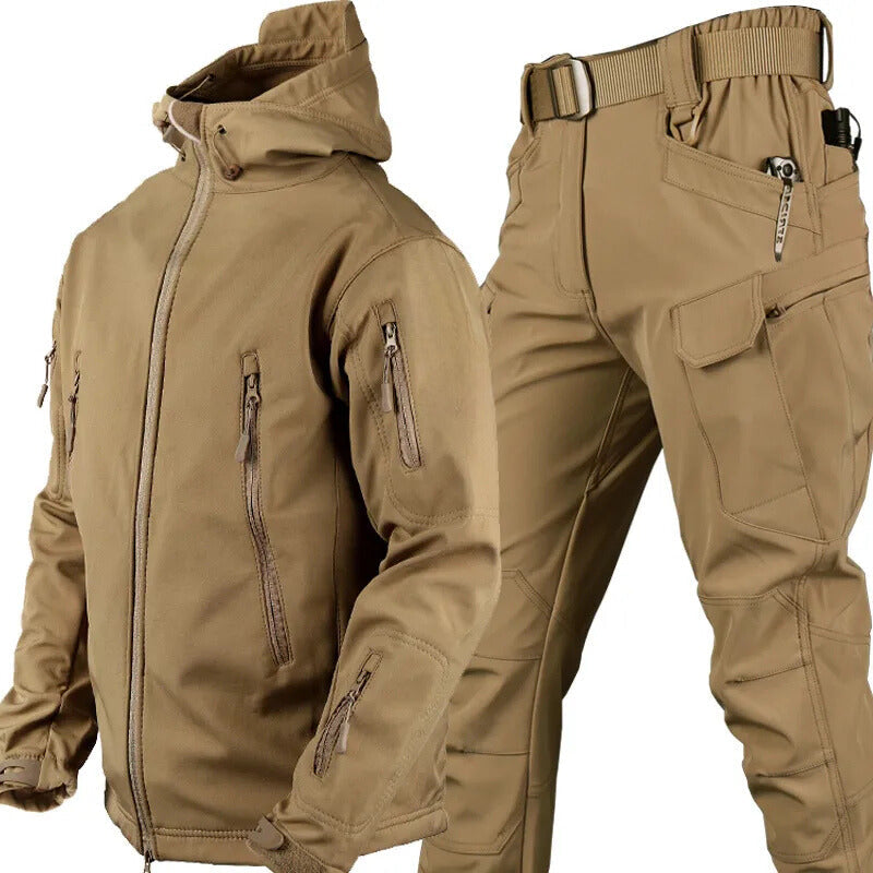 Waterproof Windproof Fleece-Lined Outdoor Jacket and Pants Set