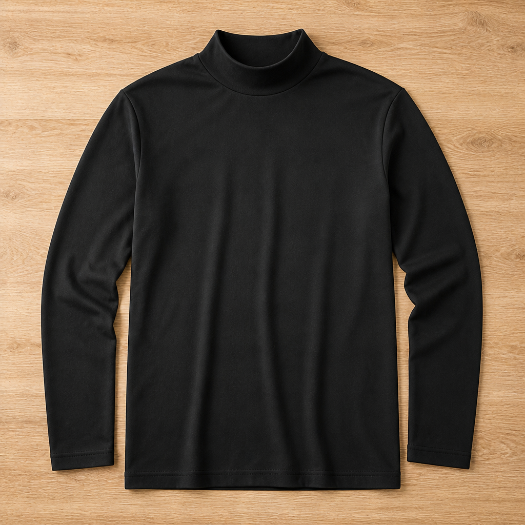 Men's slim-fit long-sleeved top with fold-over high collar